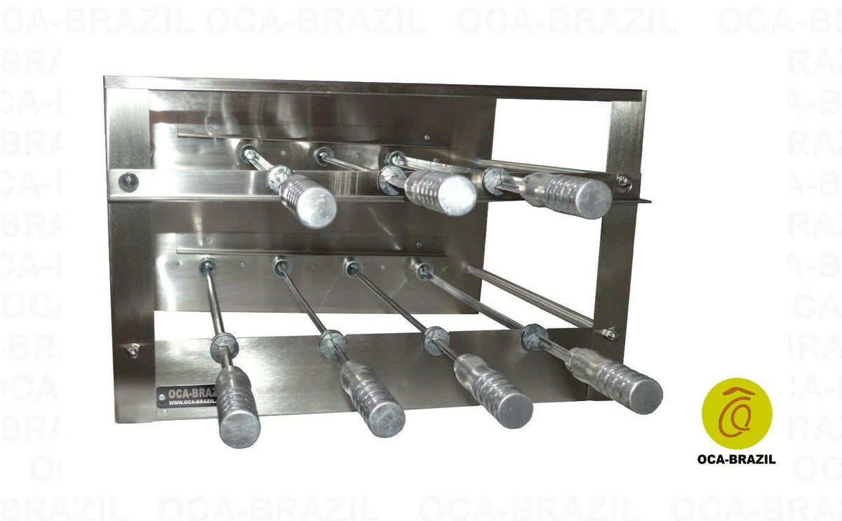 Brazilian BBQ Charcoal Grill - 07 Skewers - Rotisserie System - Oca-Brazil