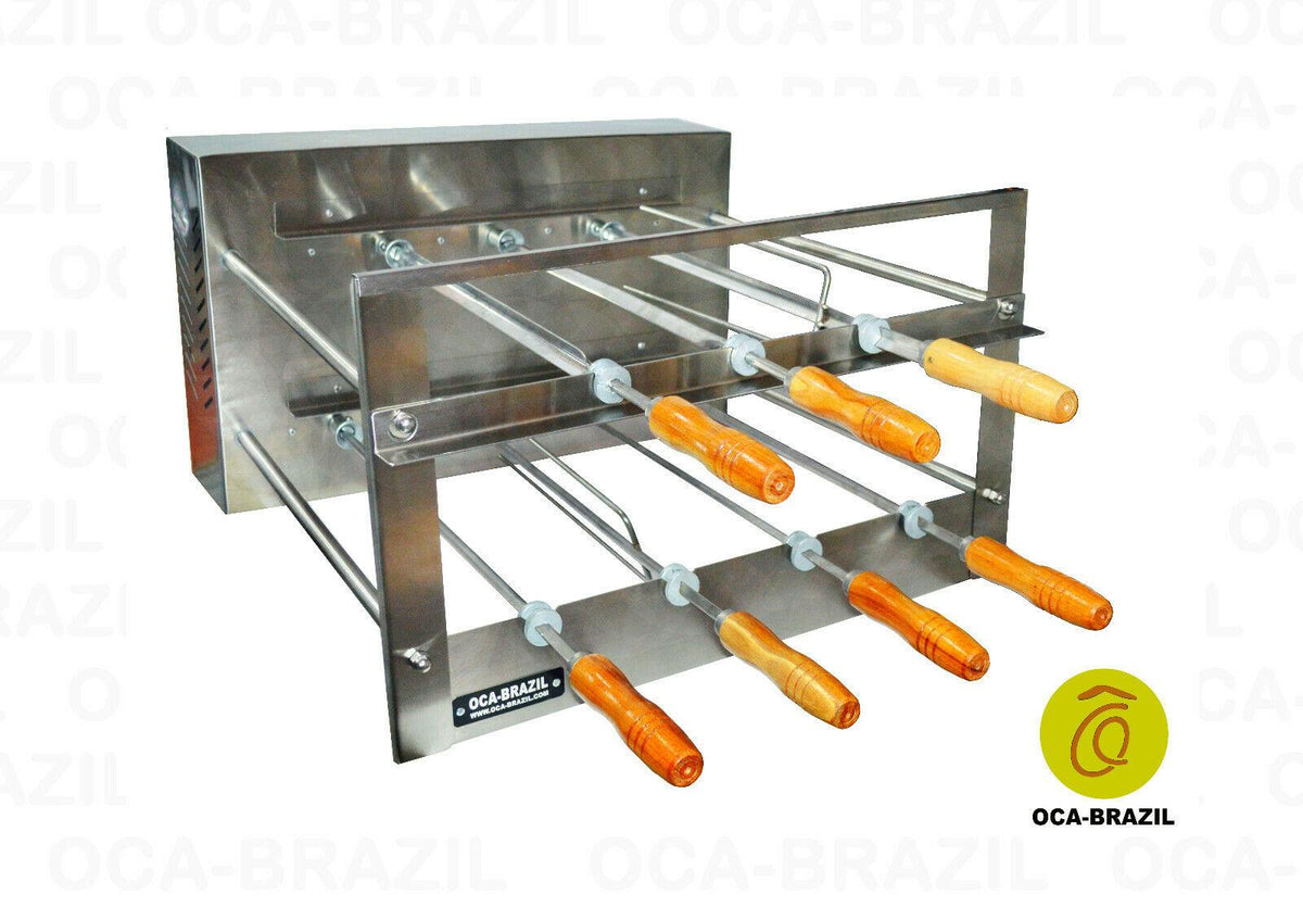 Brazilian BBQ Charcoal Grill - 07 Skewers - Rotisserie System - Oca-Brazil
