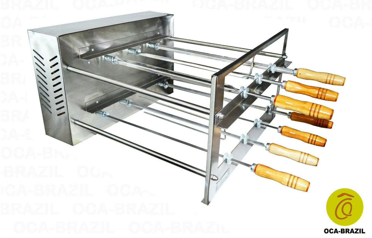 Brazilian BBQ Charcoal Grill - 07 Skewers - Rotisserie System - Oca-Brazil