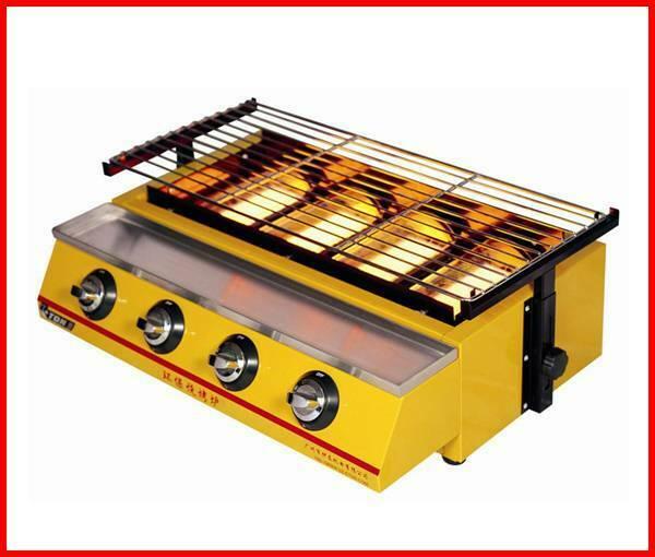 1pc Commercial ET-K222 4 head gas-fired grill smokeless barbecue machine