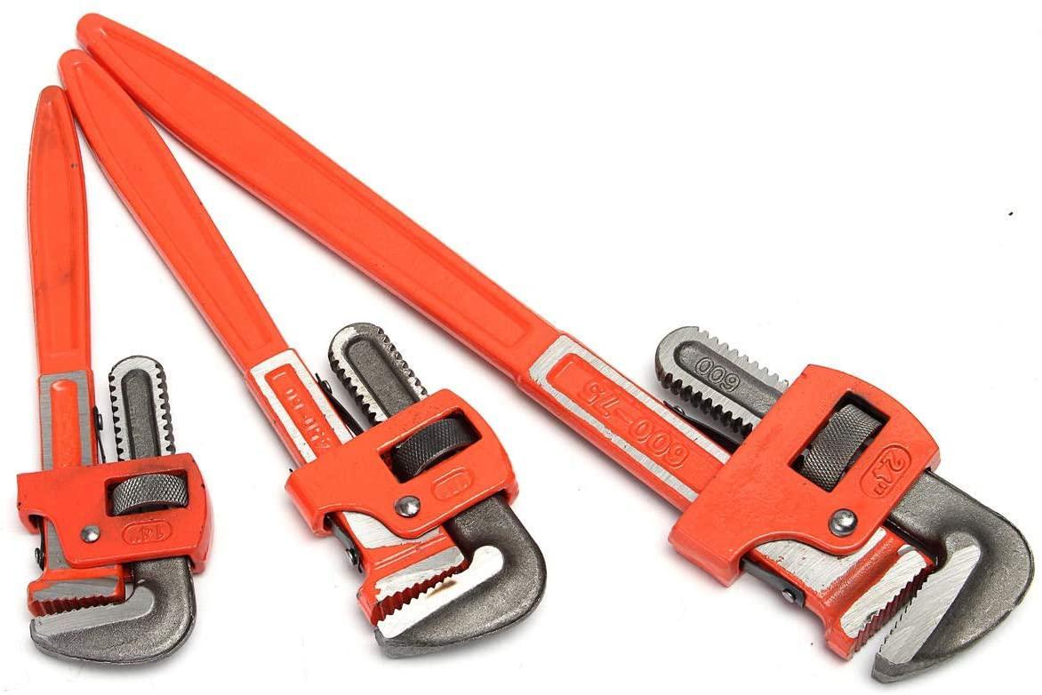 HZR Hand Tools 3Pcs Heavy Duty Pipe Wrench Adjustable Set 14inch 18inch 24inch Monkey Soft Grip