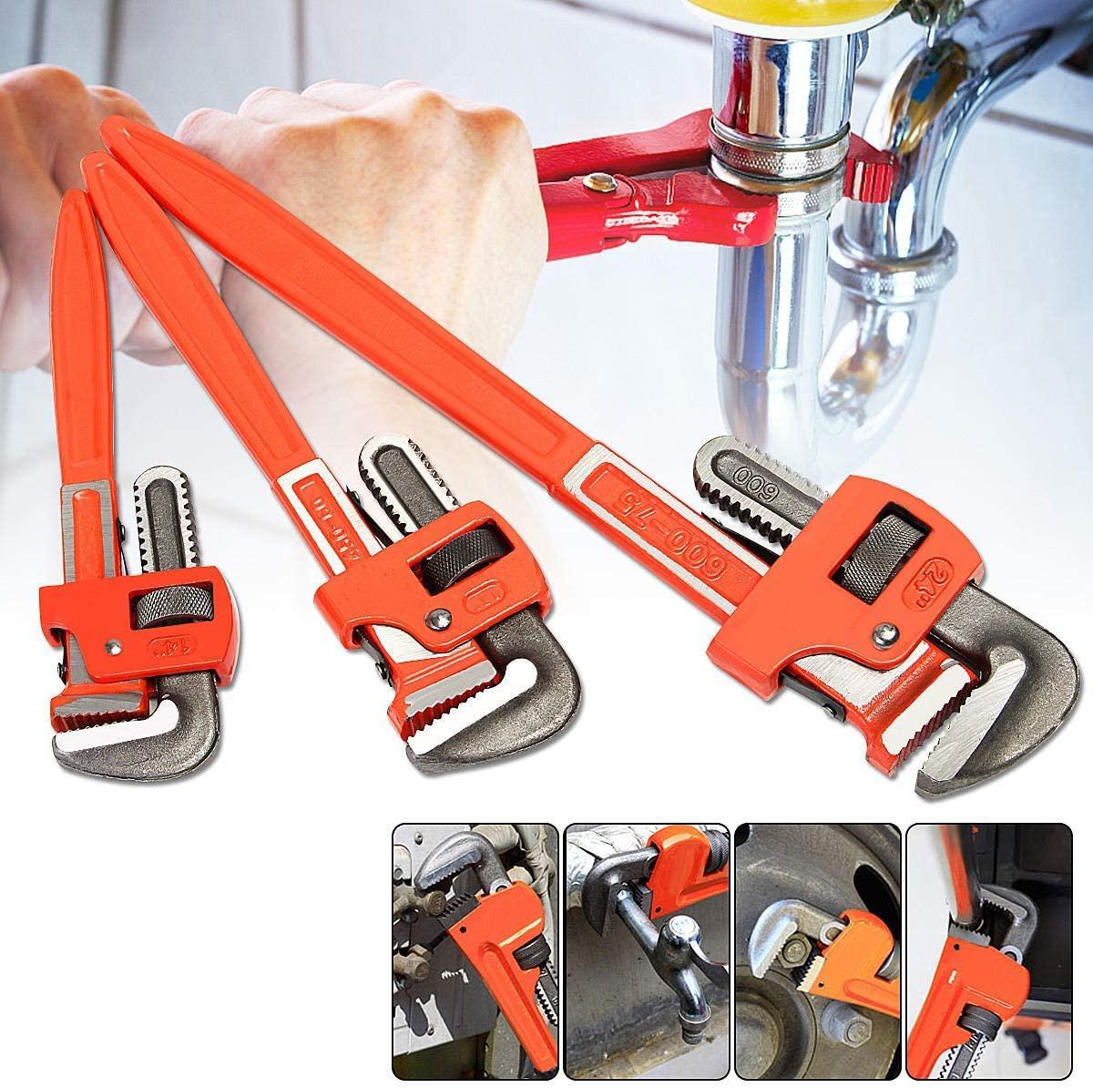 ZYL-YL Hand Tools 3Pcs Heavy Duty Pipe Wrench Adjustable Set 14inch 18inch 24inch Monkey Soft Grip