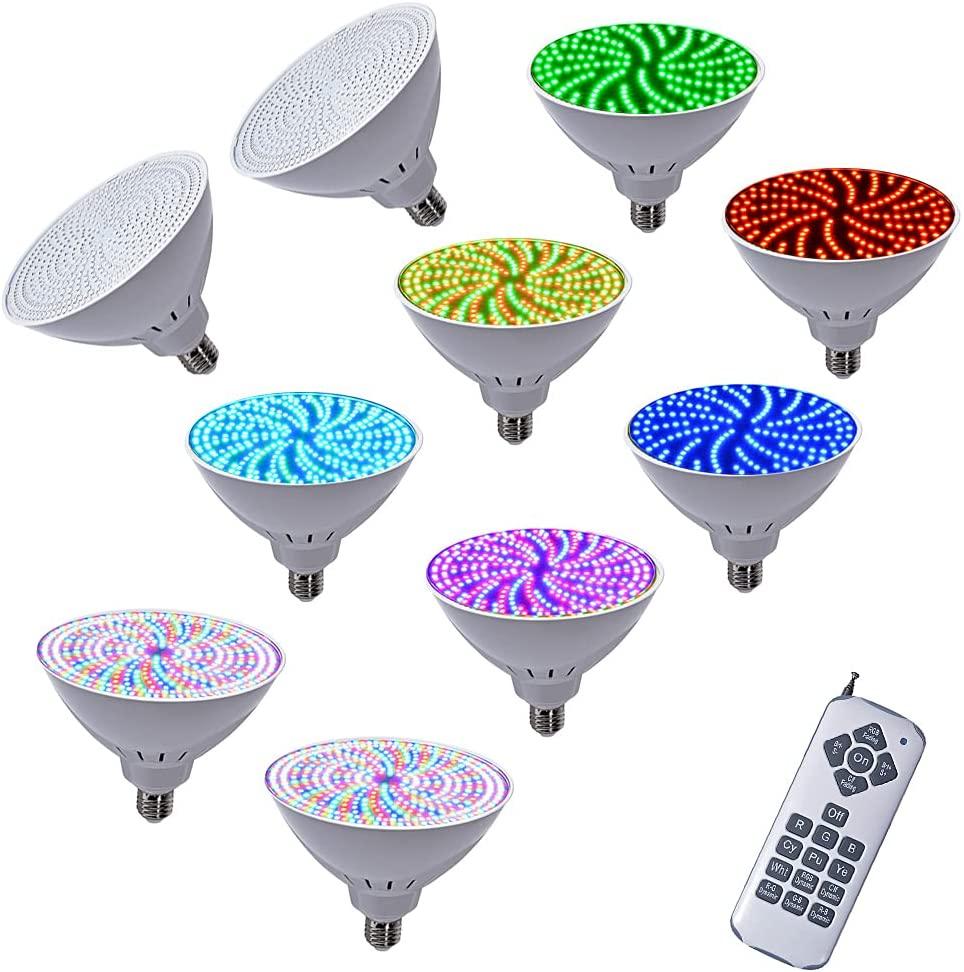 AstraDepot 468-LED 120V 45W E27 PAR56 RGB LED Bulb Swimming Pool Spa Light for Pentair Hayward (Pack of 10)