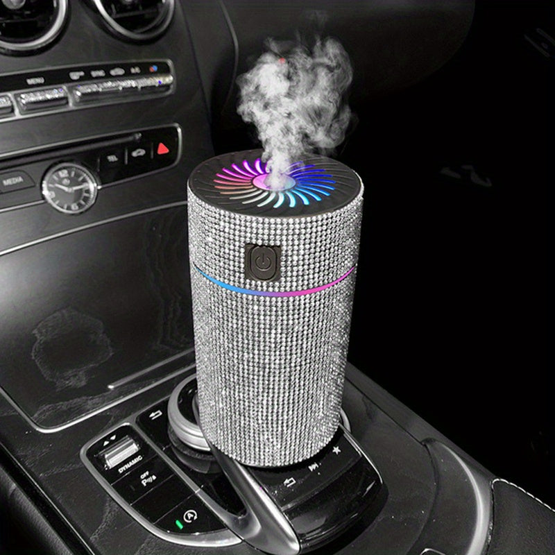 Luxury Rhinestone Car Diffuser Humidifier With LED Light Auto Air Purifier Aromatherapy Diffuser Air Freshener Car Accessories