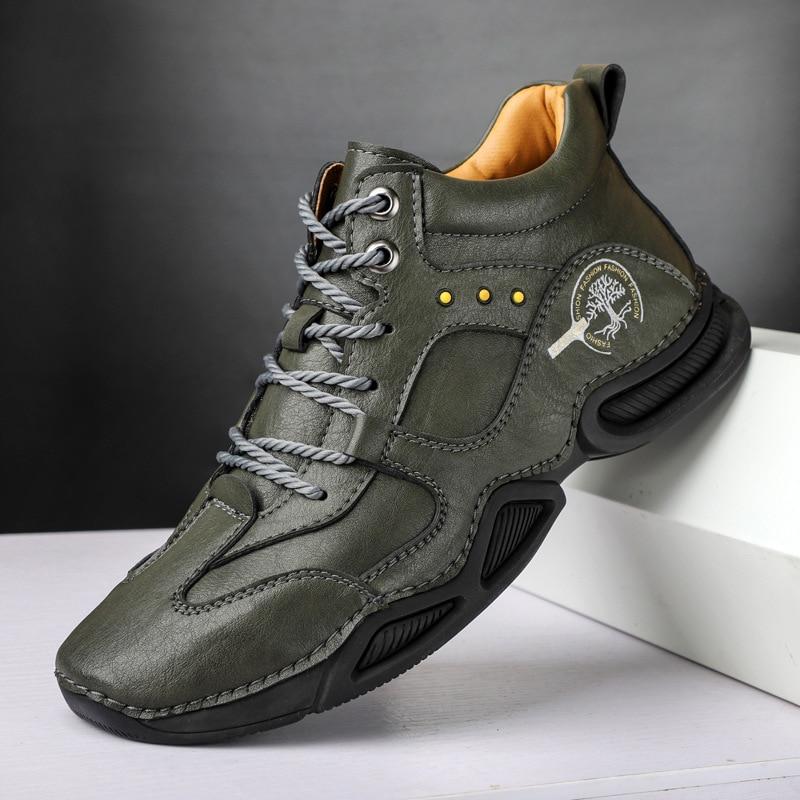 Men Hand Stitching Microfiber Leather Soft Ankle Boots