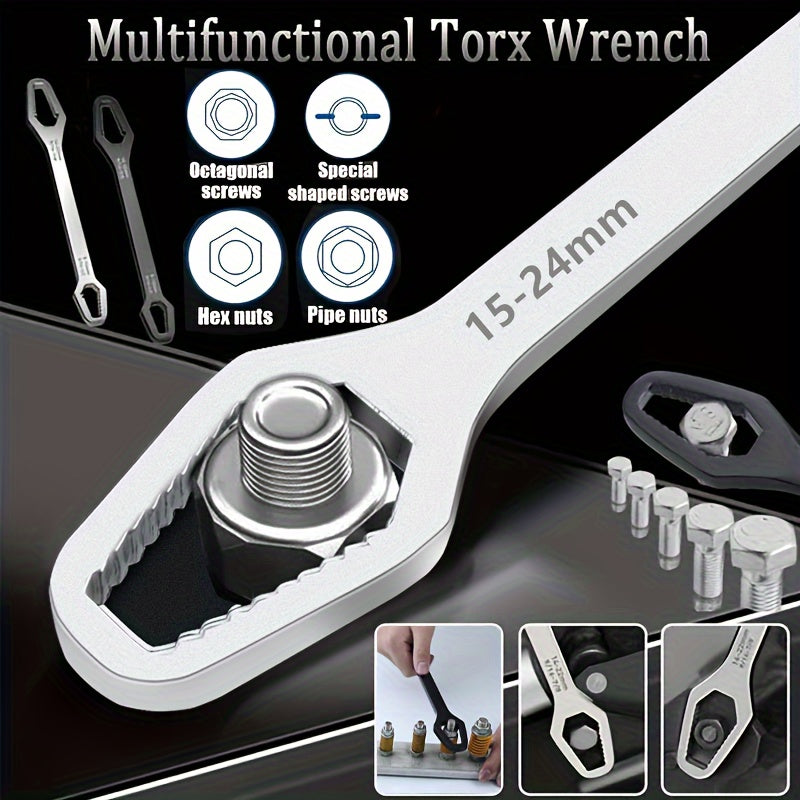1pc 3-24mm Multi-functional Double Head Wrench Household Tools Universal Self-tightening Adjustable Special-shaped Wrench Portable Hand Tools