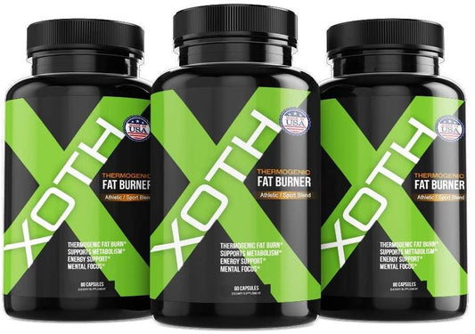 [3 Jars] Xoth Thermogenic Fat Burner Advanced Weight Loss Supplement Appetite Suppressant, Energy Booster - Premium Fat Burning Acetyl L-Carnitine, Green Tea Extract,