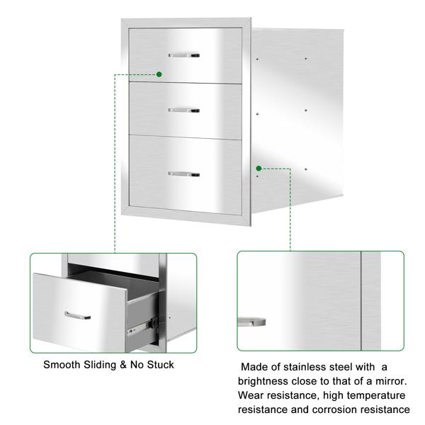 Outdoor Kitchen 2/3Drawers BBQ Island Components Drawer Stainless Steel Access