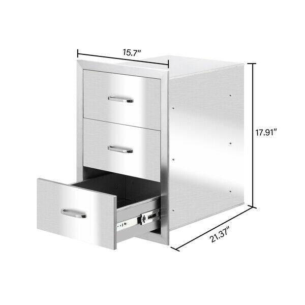 Outdoor Kitchen 2/3Drawers BBQ Island Components Drawer Stainless Steel Access