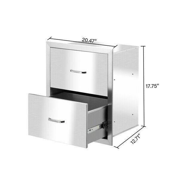 Outdoor Kitchen 2/3Drawers BBQ Island Components Drawer Stainless Steel Access