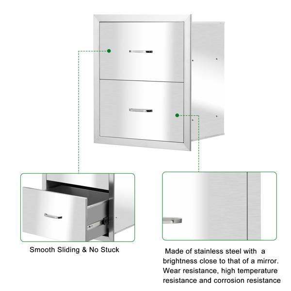 Outdoor Kitchen 2/3Drawers BBQ Island Components Drawer Stainless Steel Access