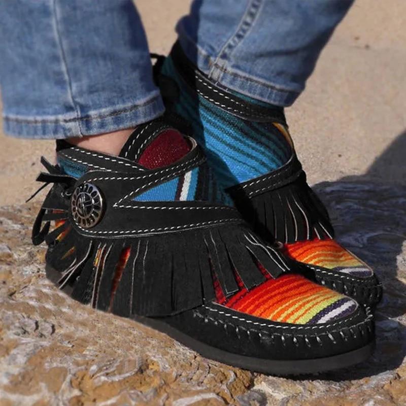 2021 Women's Comfy Flock Sewing Casual Flat Rainbow Boots
