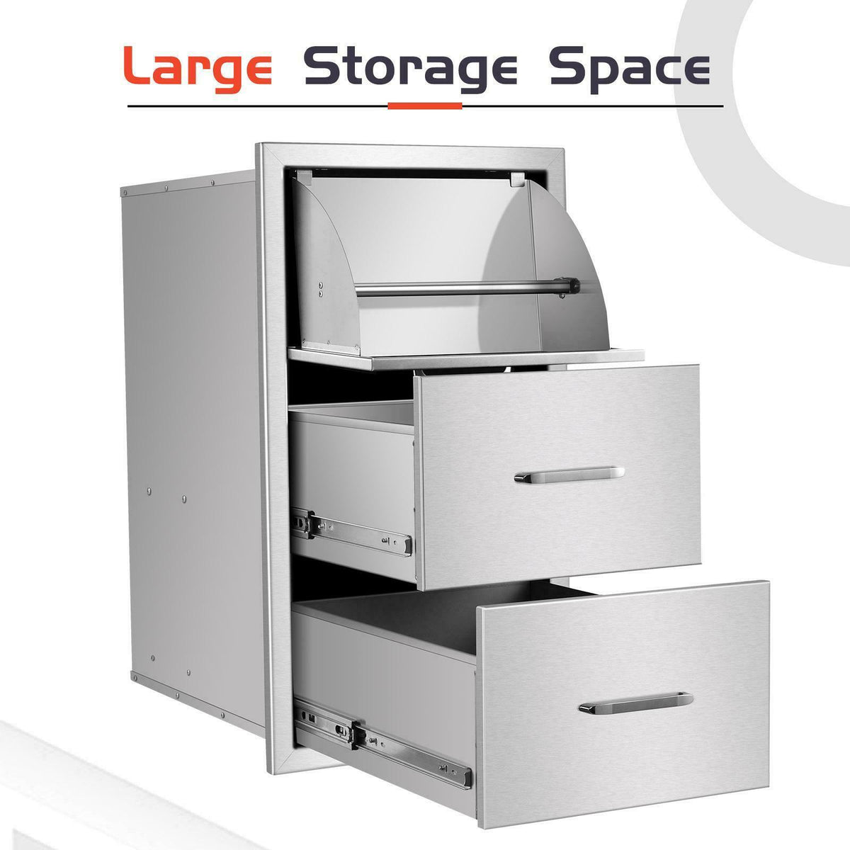 17" Triple Outdoor Kitchen BBQ Island Components Stainless Steel Access Drawer
