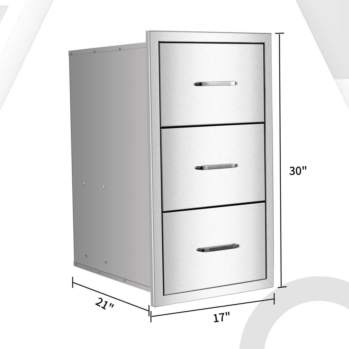 17" Triple Outdoor Kitchen BBQ Island Components Stainless Steel Access Drawer