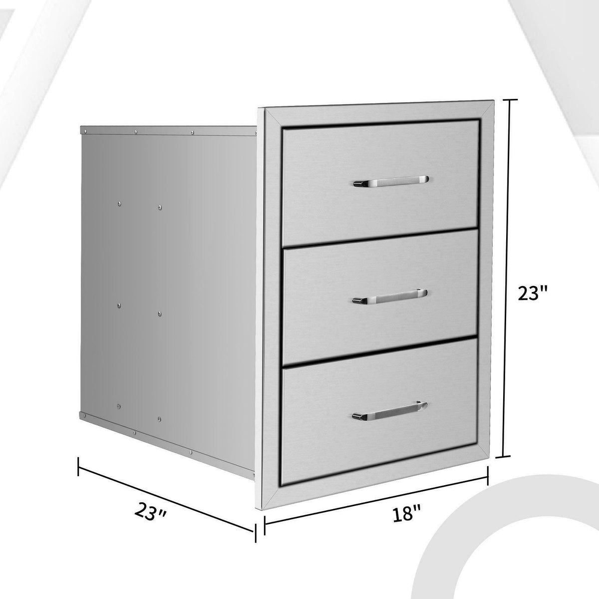 17" Triple Outdoor Kitchen BBQ Island Components Stainless Steel Access Drawer
