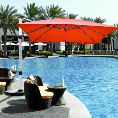 Red Modern 10ft 360 Degree Tilt Aluminum Square Patio Offset Cantilever Umbrella