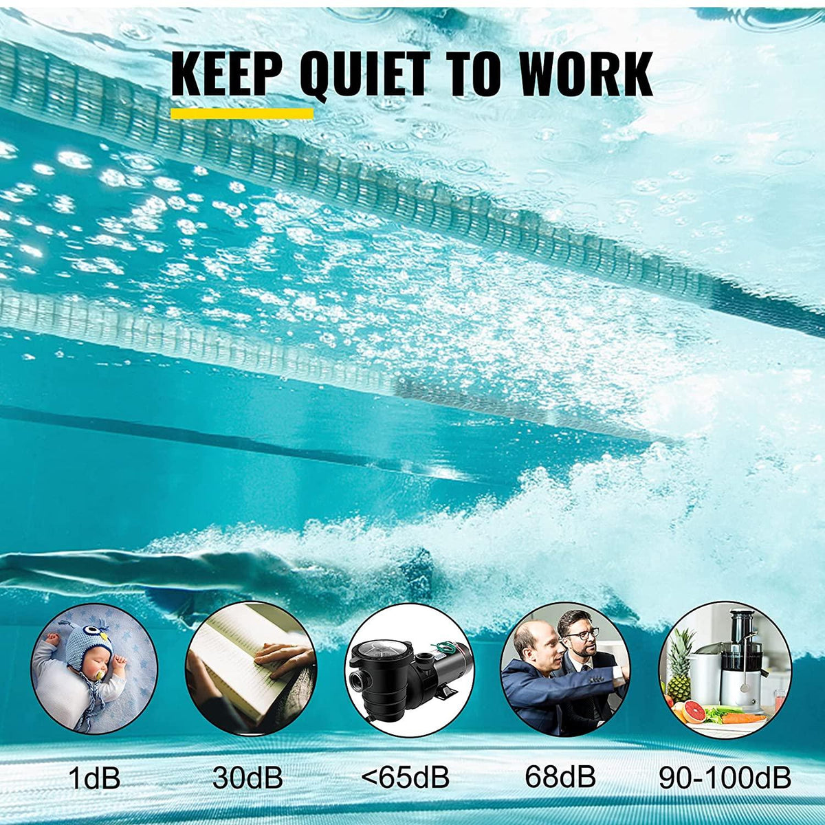 Happybuy Pool Pump 1.5 HP, Ground Swimming Pool Pump with Strainer Basket Motor for Clean Pool Water