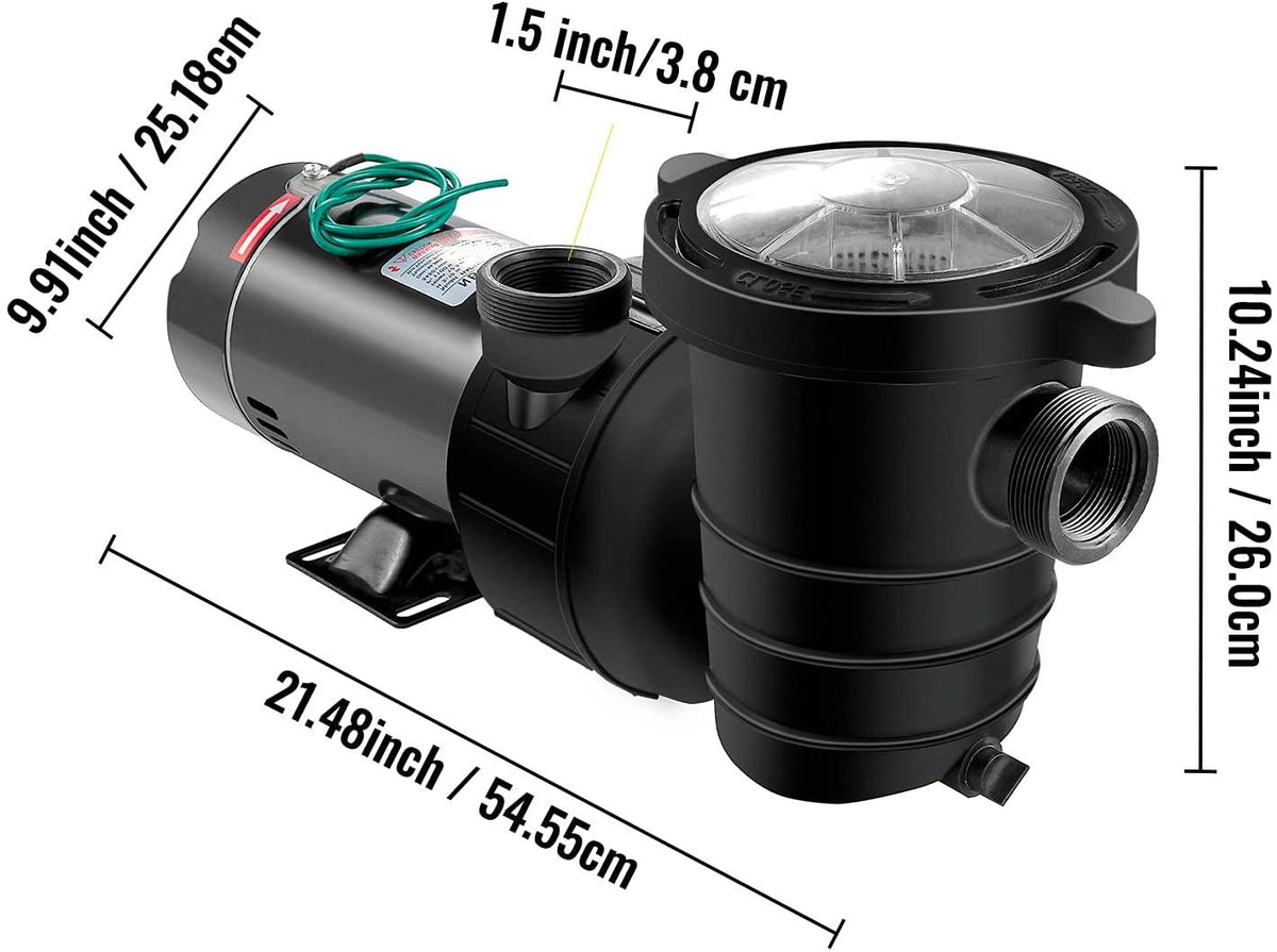 Happybuy Pool Pump 1.5 HP, Ground Swimming Pool Pump with Strainer Basket Motor for Clean Pool Water