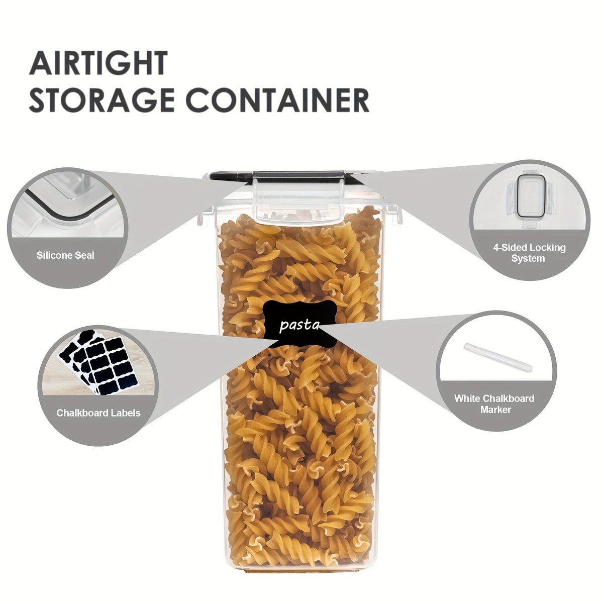 4/8/10pcs Airtight Food StoraContainers Set With Lids,BPA Plastic Kitchen And Pantry Organization Canisters For Cereal Flour,Sugar,with Labels