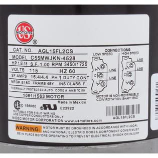 Motor Corp Motor, , 1.5 Horsepower, ThruBolt, 2-Speed, 115v, 48Y