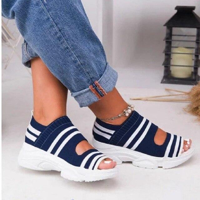 Fashion Women Summer Open Toe Flying Woven Beach Sandals