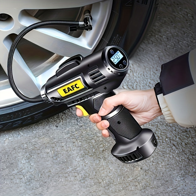120W Portable Car Air Compressor: Inflate Your Tires With Ease - Wireless &amp; Wired Handheld Pump With LED Light