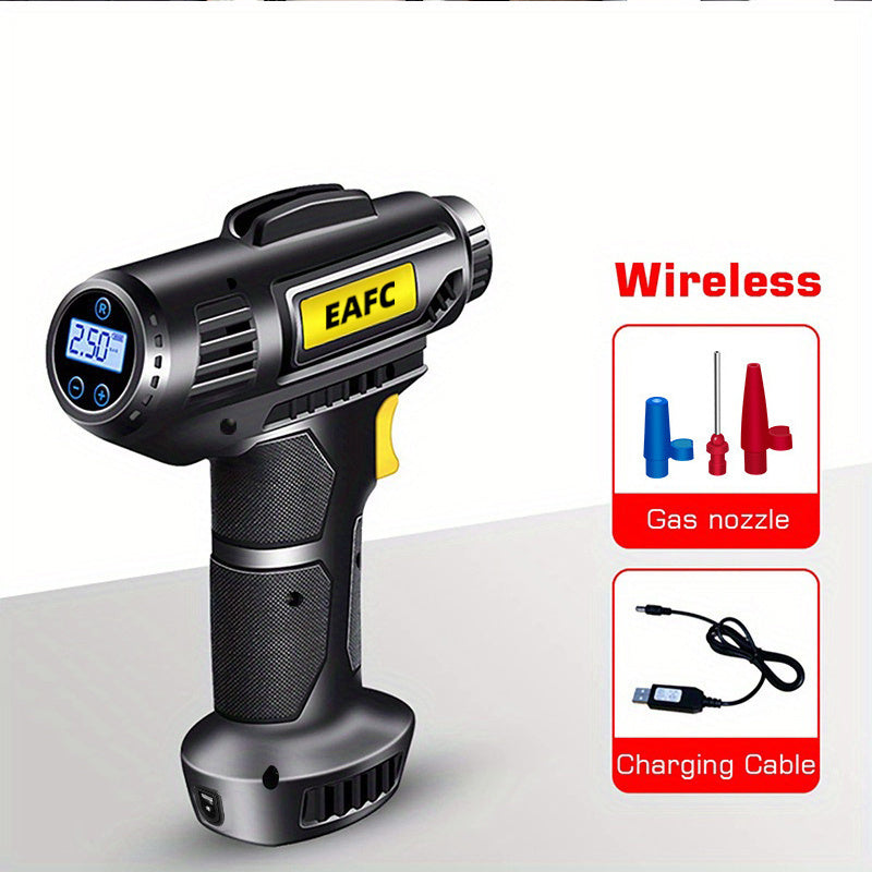 120W Portable Car Air Compressor: Inflate Your Tires With Ease - Wireless &amp; Wired Handheld Pump With LED Light