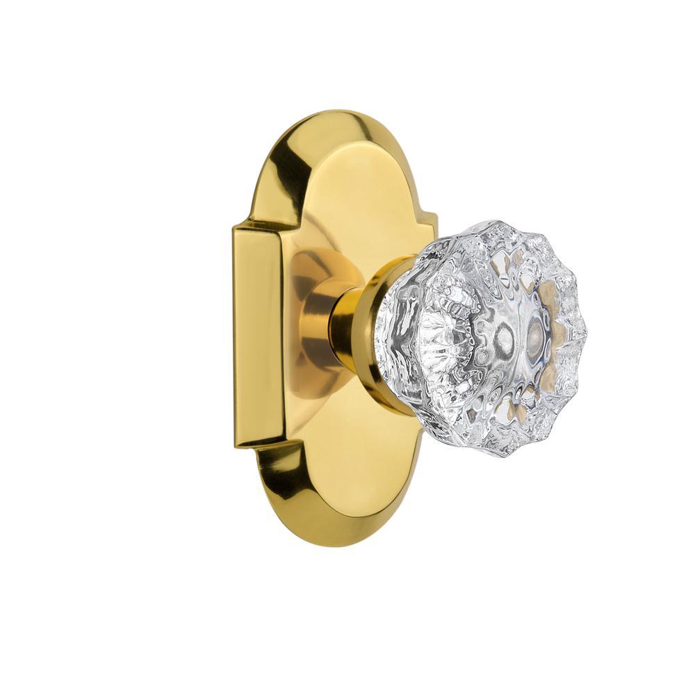 CottaPlate Double Dummy Crystal Glass Door Knob in Polished Brass