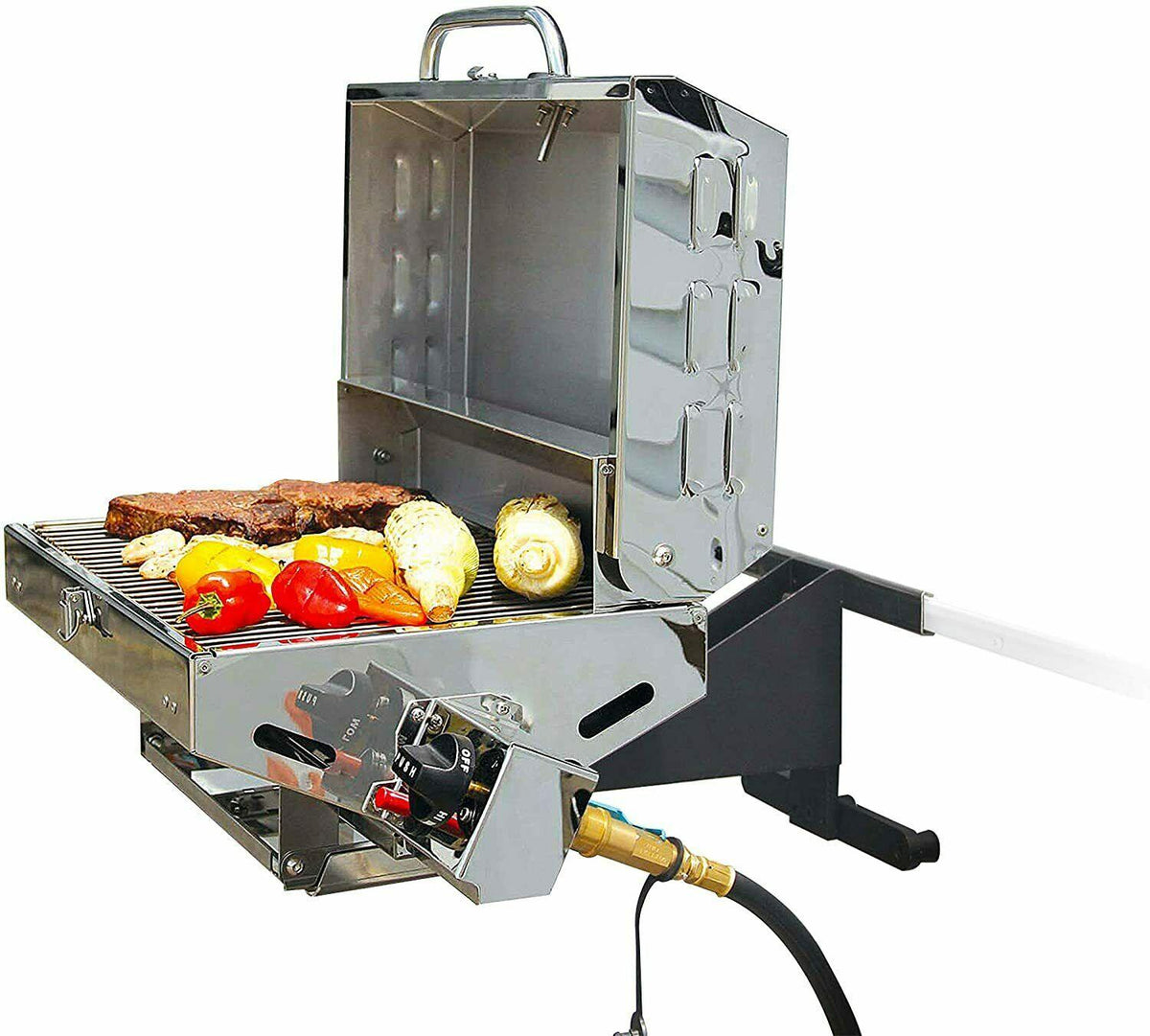 Camper Bumper Grill Camping Tailgating Gas Propane Cooking Surface Stainless Stl