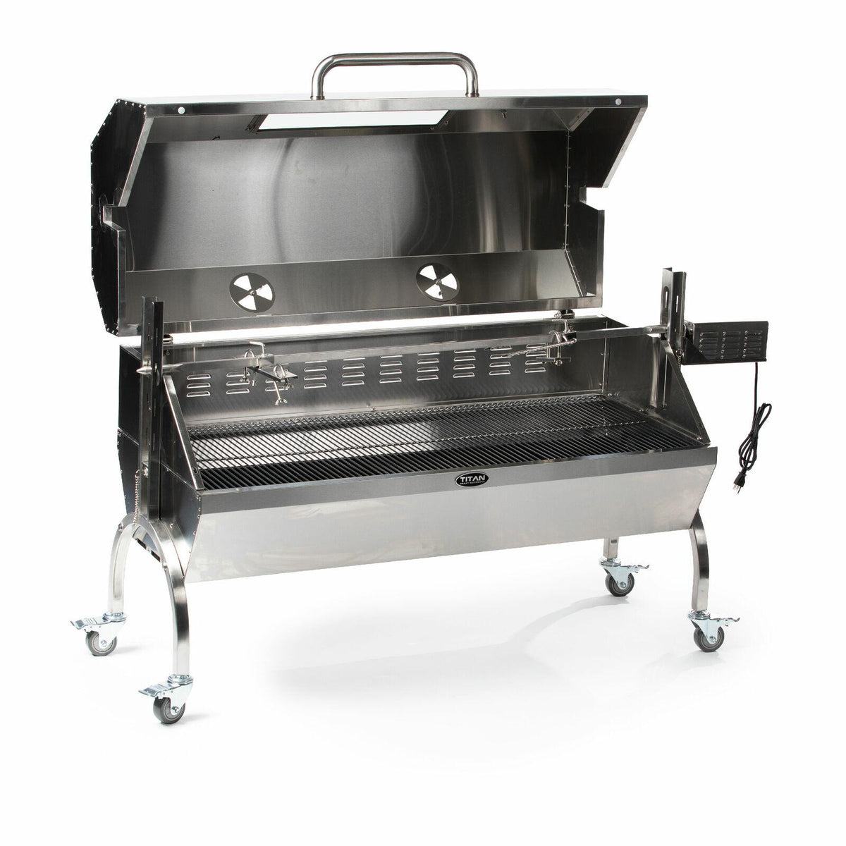 Titan Great Outdoors 25W Stainless Steel Rotisserie Grill, Rated 125 LB