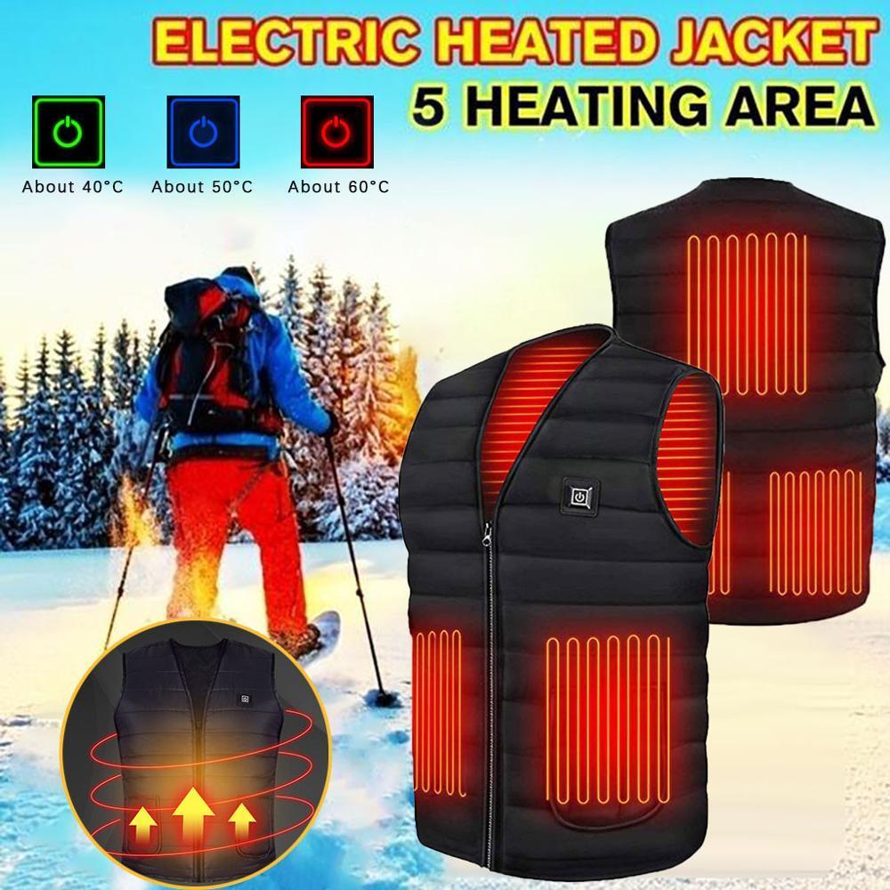 [WARM UP] Men Autumn Winter Smart Heating Cotton Vest USB Infrared Electric Heating Vest