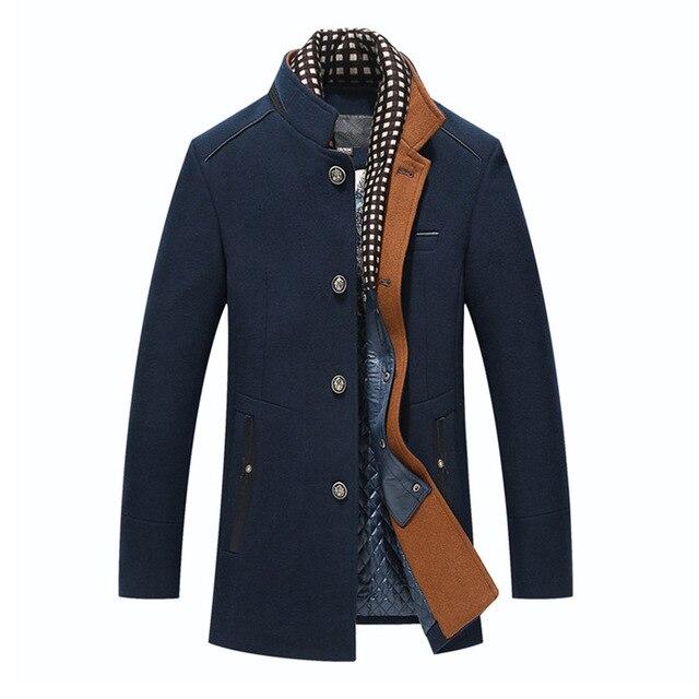 Fashion Business Double Collar Thicken Men Trench Coat