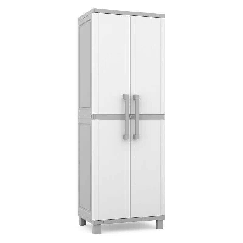 Outdoor Storage Cabinet Plastic Shed Locking 5 Adjustable Shelves Indoor Garage