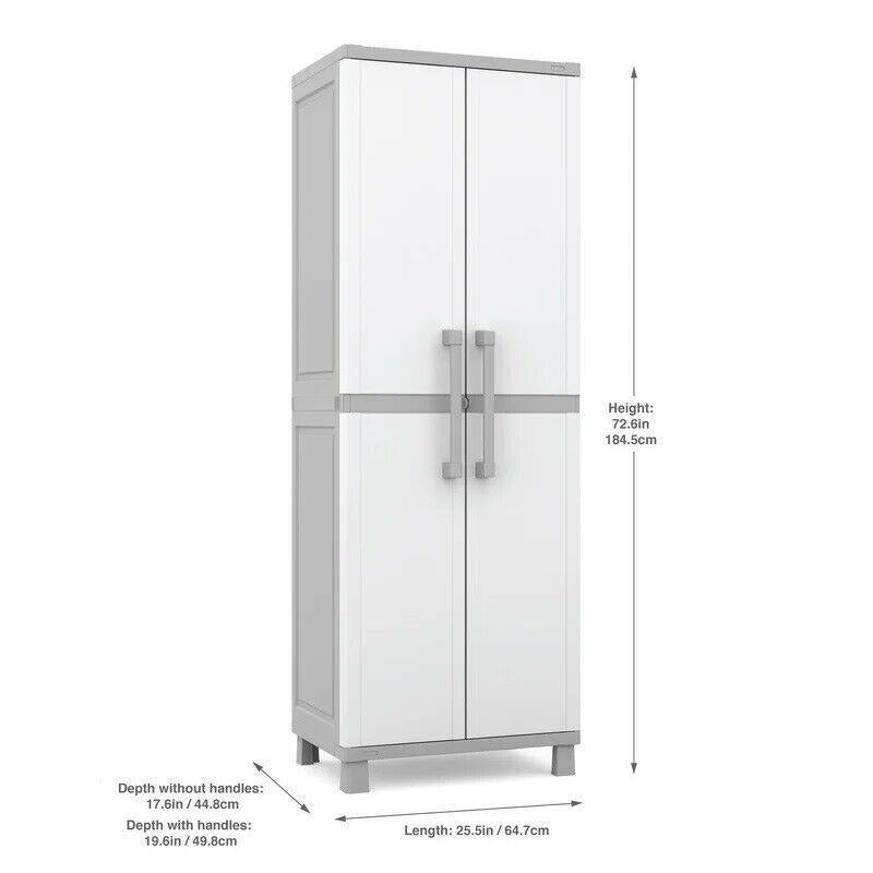 Outdoor Storage Cabinet Plastic Shed Locking 5 Adjustable Shelves Indoor Garage