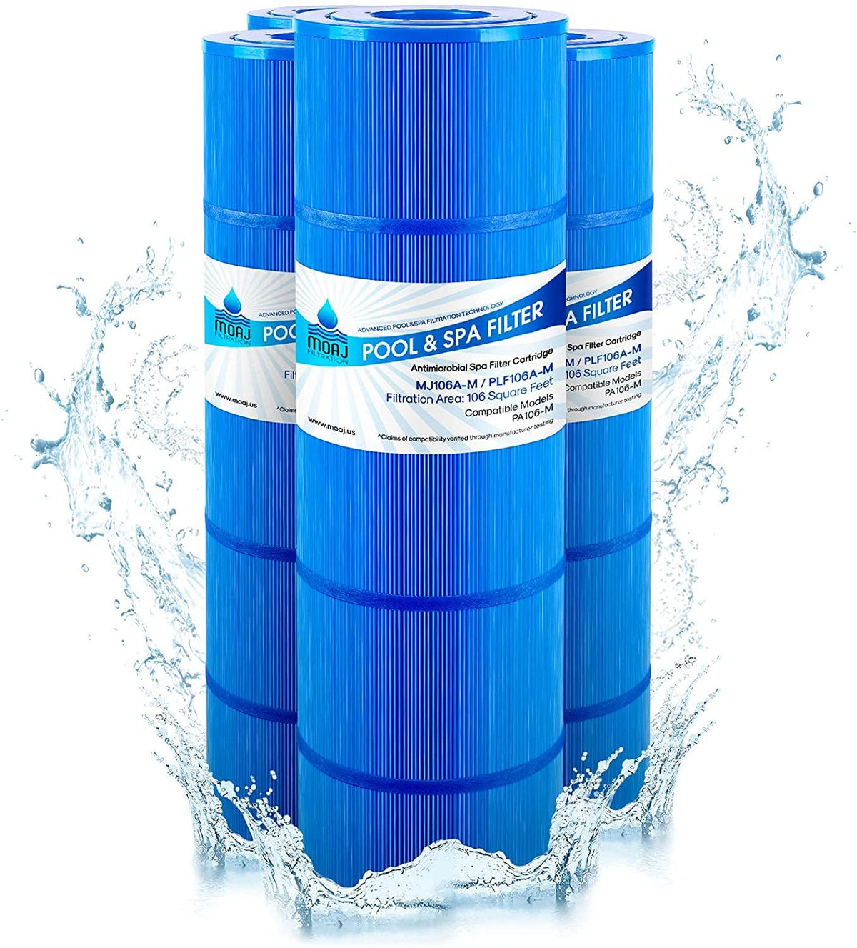 Premium Asepsis-Infused Replacement Swimming Pool Spa Filter Cartridge For Hayward CX880XRE, Pleatco PA106-PAK4, PA106-4, XLS-722, Unicel C-7488, FC-1226, FC-6430, SwimClear C4025 4x106 sq. ft. 4-PACK