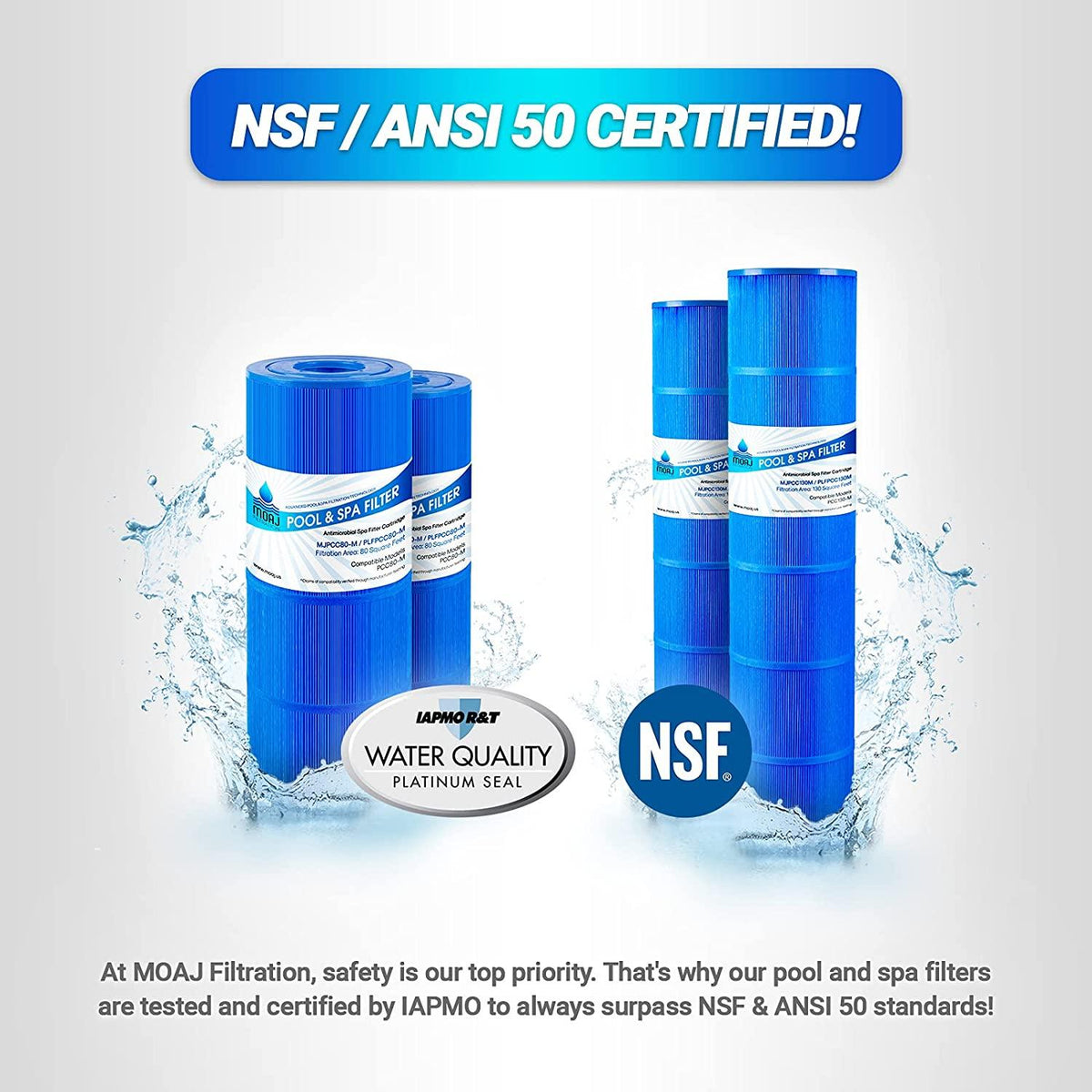 Premium Asepsis-Infused Replacement Swimming Pool Spa Filter Cartridge For Hayward CX880XRE, Pleatco PA106-PAK4, PA106-4, XLS-722, Unicel C-7488, FC-1226, FC-6430, SwimClear C4025 4x106 sq. ft. 4-PACK