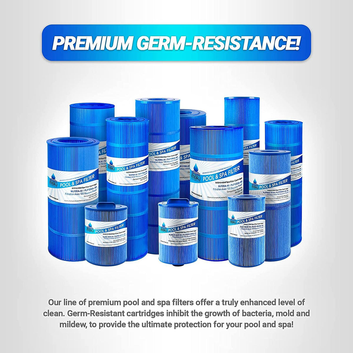 Premium Asepsis-Infused Replacement Swimming Pool Spa Filter Cartridge For Hayward CX880XRE, Pleatco PA106-PAK4, PA106-4, XLS-722, Unicel C-7488, FC-1226, FC-6430, SwimClear C4025 4x106 sq. ft. 4-PACK