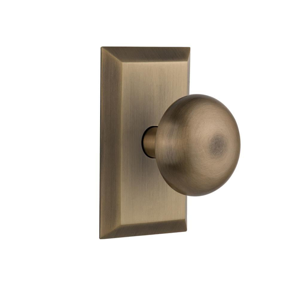 Studio Plate 2-3/4 in. Backset Antique Brass Privacy Bed/Bath York Door Knob