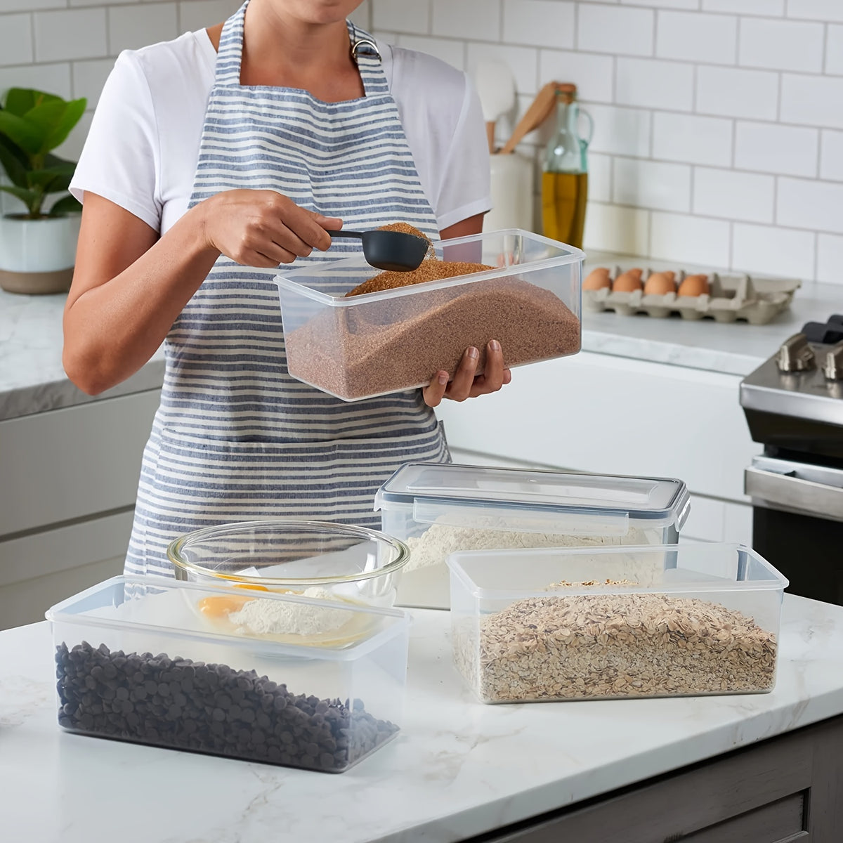 Organize Your Kitchen Pantry with These 3.2L Airtight Plastic StoraContainers - BPA &amp; Labeless!