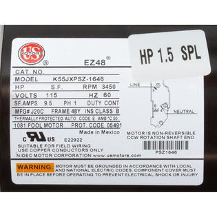 Plastics HF 1.5Hp 115V 1Sp 3Ft Nema Vert. No Trap-For As
