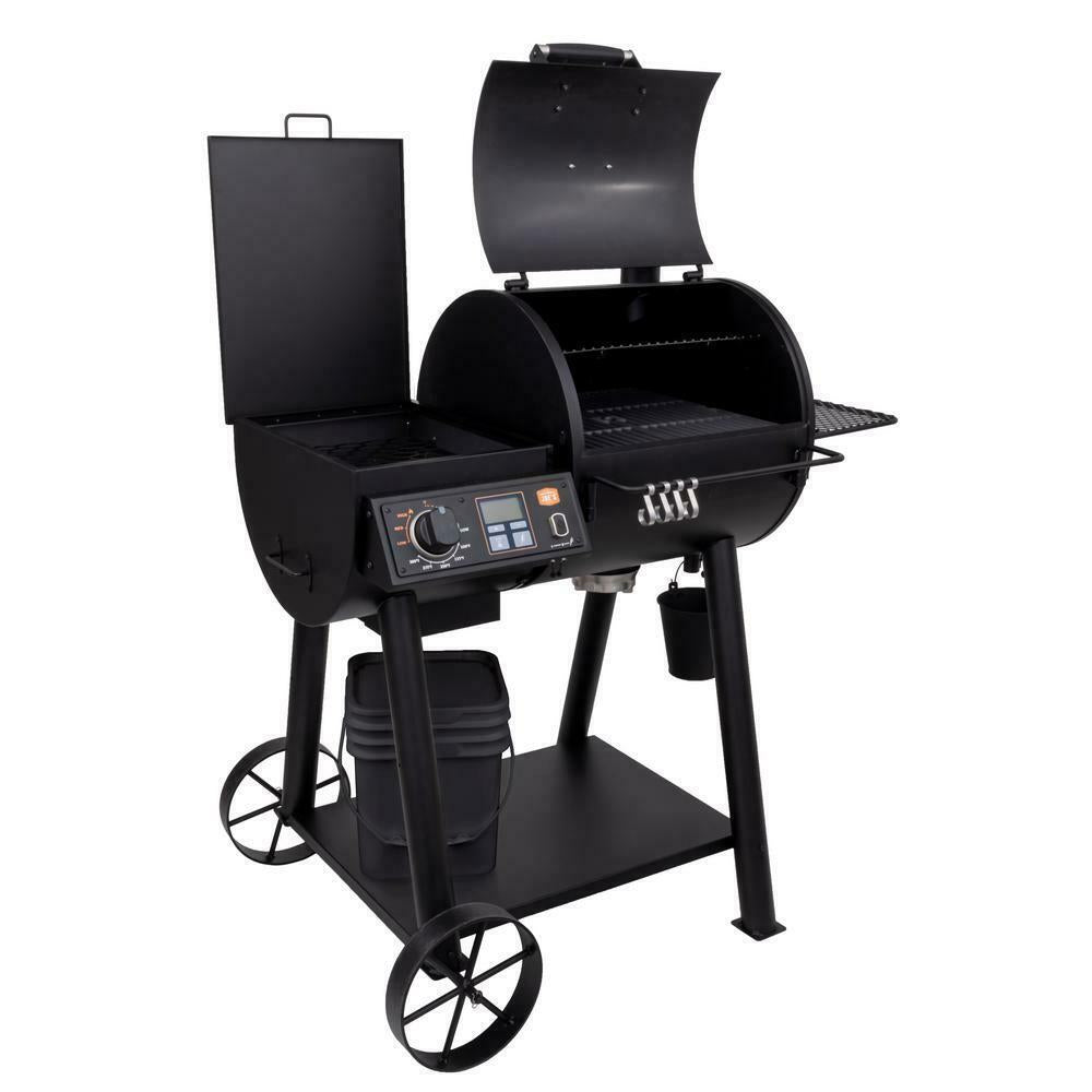 Rider 600 Wood Pellet Grill in Black With Rubber Handle and Removable Ash Cup