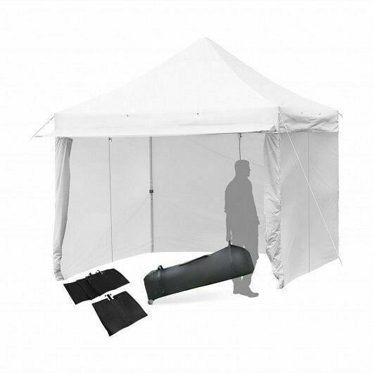 10x10ft Pop up Gazebo with 4 Height and Adjust Folding  Awning -White - Color: