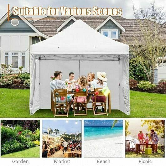 10x10ft Pop up Gazebo with 4 Height and Adjust Folding  Awning -White - Color: