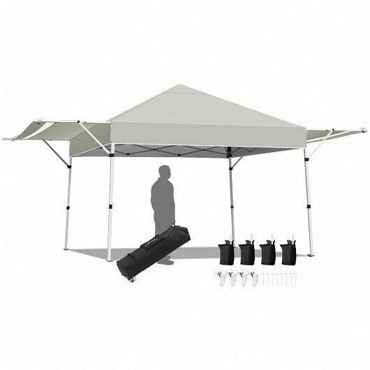 17 Feet x 10 Feet Foldable Pop Up Canopy with Adjustable Instant Sun Shelter-Gr