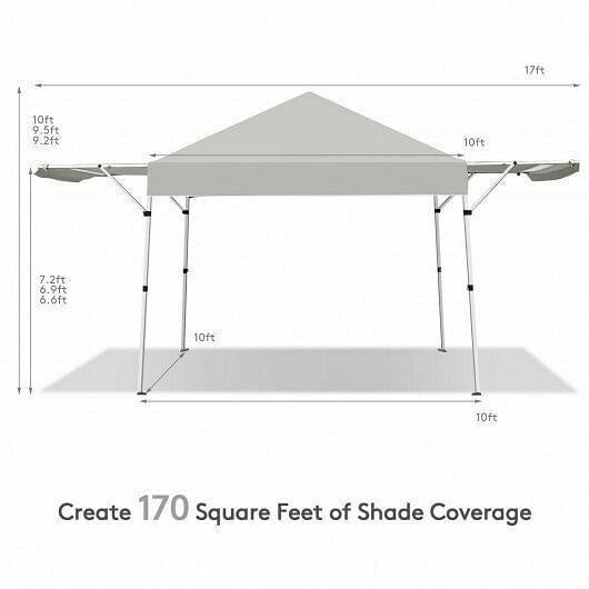 17 Feet x 10 Feet Foldable Pop Up Canopy with Adjustable Instant Sun Shelter-Gr