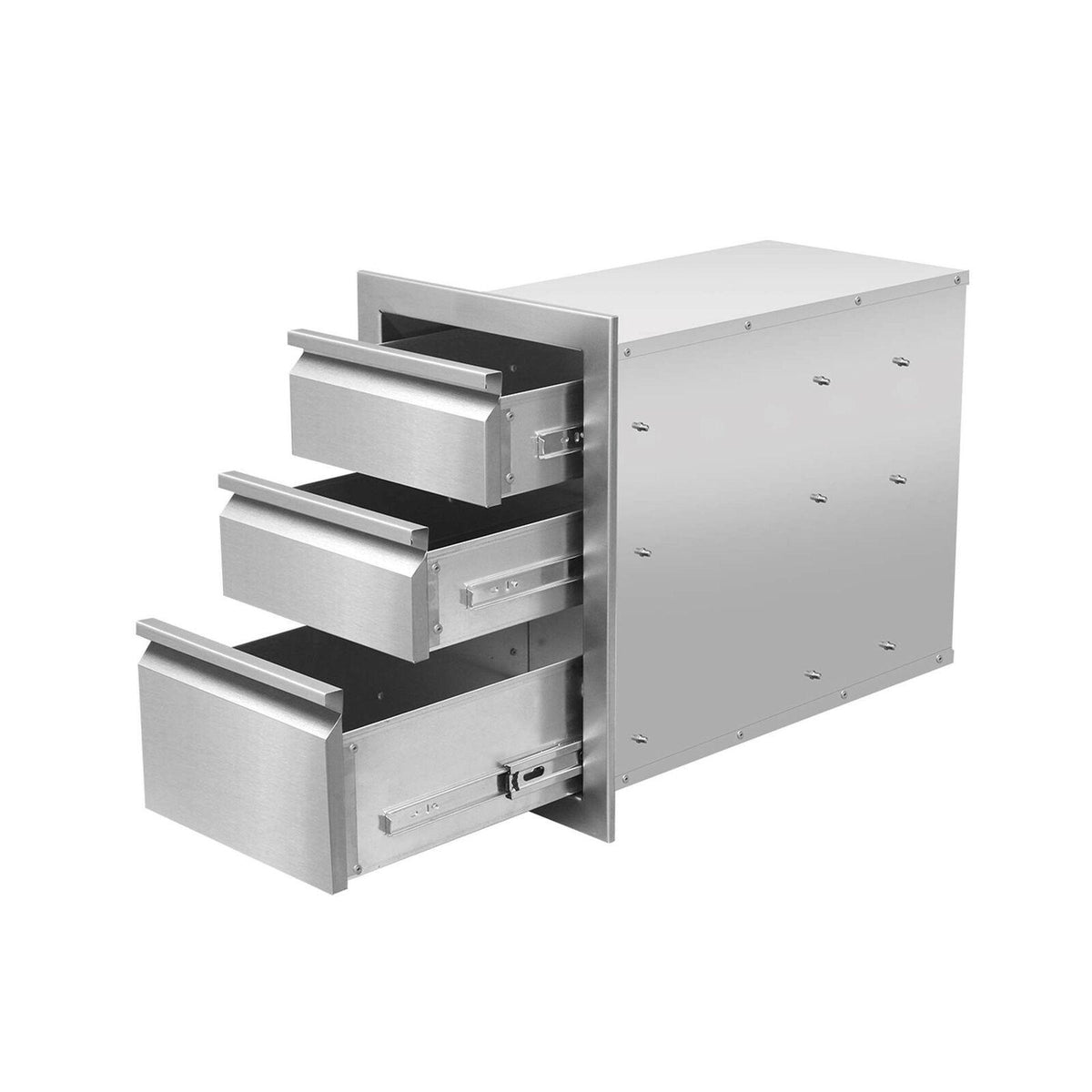 JIE JIN Outdoor Kitchen Drawers Stainless Steel, Triple BBQ Drawers Flush Mou...