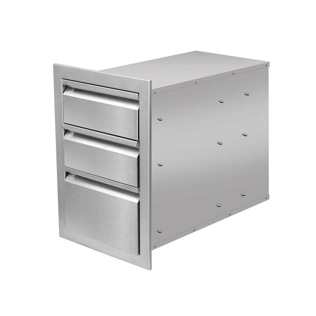 JIE JIN Outdoor Kitchen Drawers Stainless Steel, Triple BBQ Drawers Flush Mou...