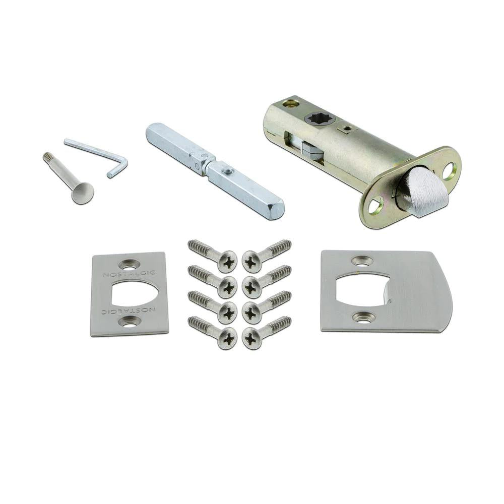 York Plate 2-3/8 in. Backset Satin Nickel Privacy Bed/Bath Waldorf White Milk Glass Door Knob
