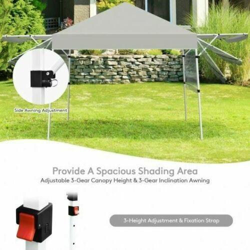 17 Feet x 10 Feet Foldable Pop Up Canopy with Adjustable Instant Sun Shelter-Gra