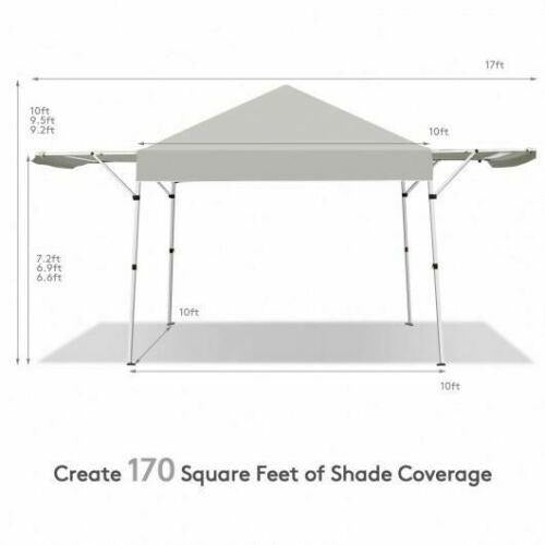 17 Feet x 10 Feet Foldable Pop Up Canopy with Adjustable Instant Sun Shelter-Gra